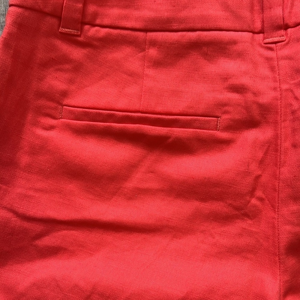 JCREW bright orange scalloped linen shorts - Picture 4 of 5